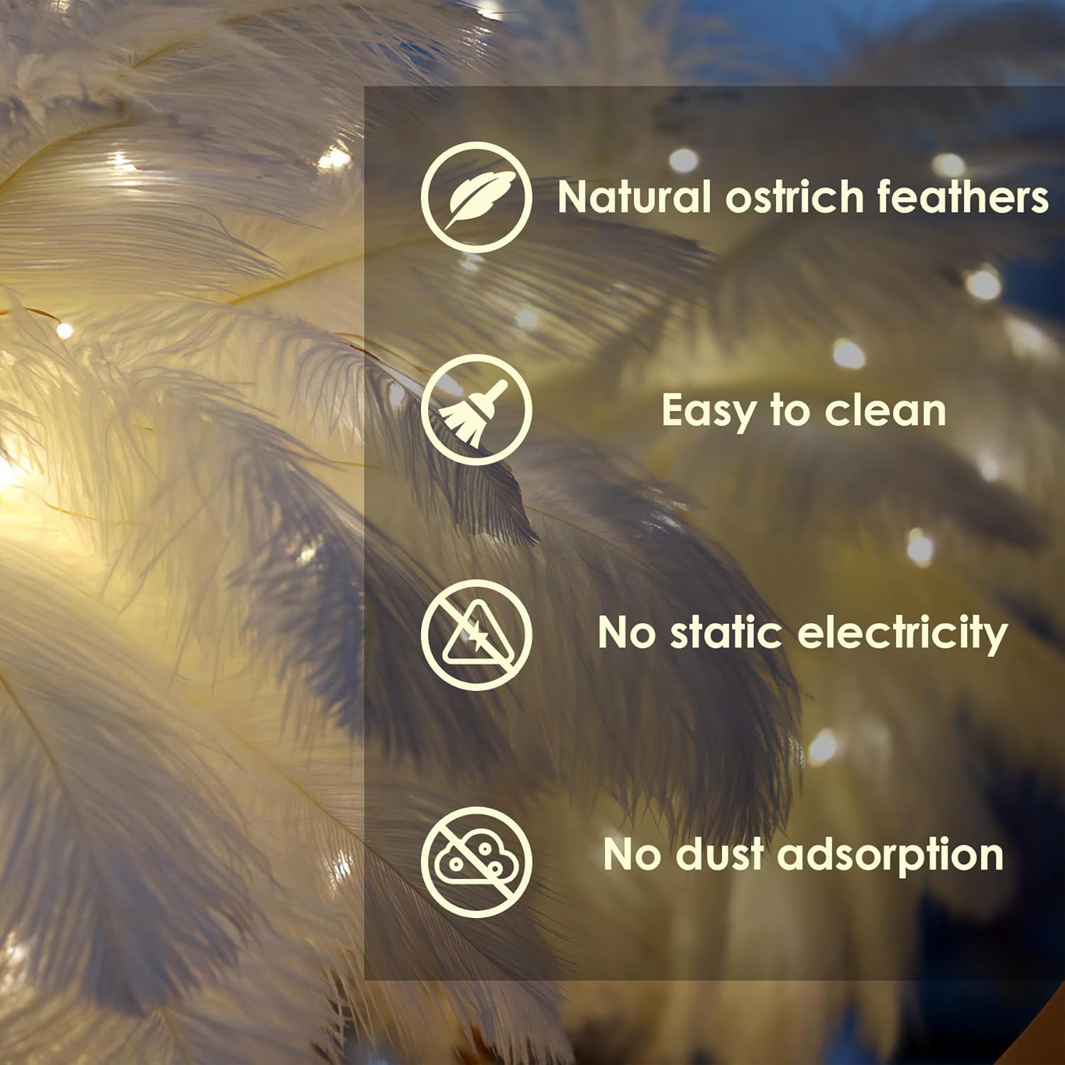 Elegant Ostrich Feather Bedside Table Lamp (white)