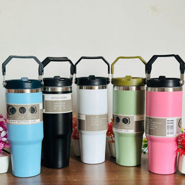 890 ml Stainless Steel Travel Tumbler with Straw & Lid(only mix color)
