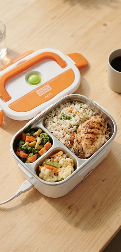 Elite Electric Lunch Box, Food Heater for Daily Office Use & Travel, Portable Food Warmer, Stainless Steel Container
