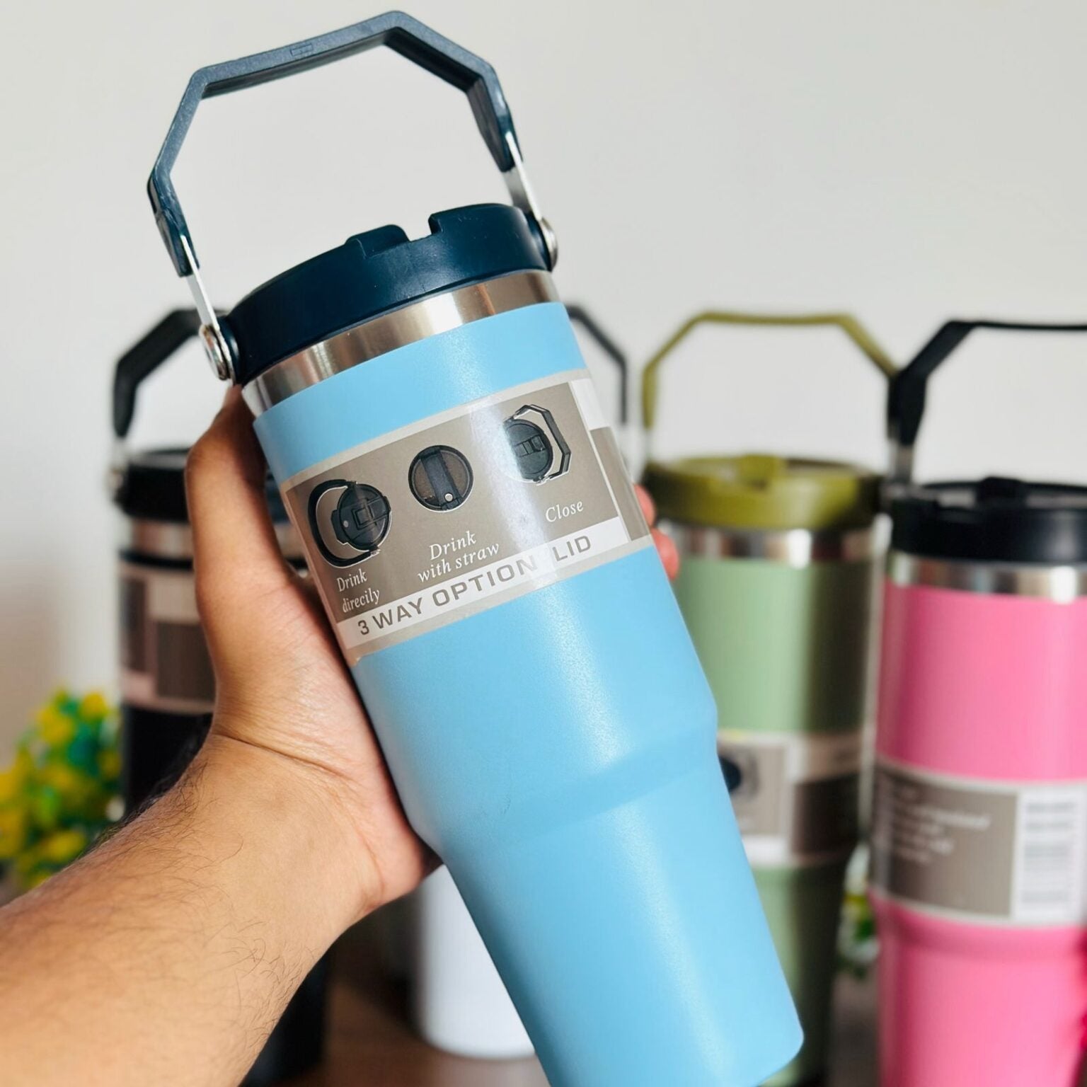 890 ml Stainless Steel Travel Tumbler with Straw & Lid(only mix color)